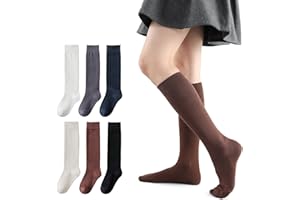 MINI PANDA 6 Pairs of Girls and Boys Knee High Socks, Soft Kids School Uniform Socks long socks