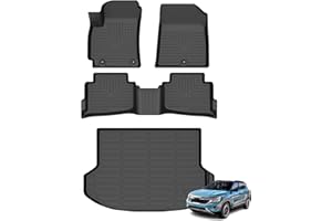 AZYT Floor Mats & Cargo Liner for Kia Seltos 2024 2025 S/LX/EX/SX/X-Line All Weather Automotive TPE Liners Set Anti-Slip Waterproof Floor Liners Accessories (Car Mats+Trunk Mat) Black