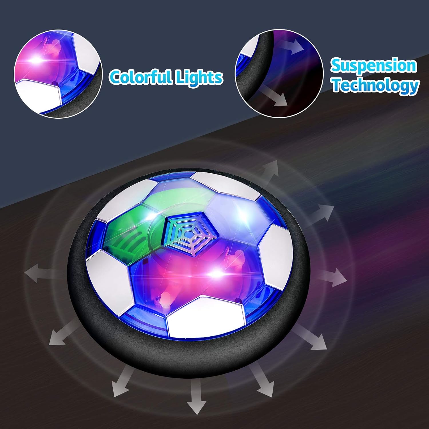 VEPOWER 2-in-1 Hover Hockey Soccer Ball Kids Toys Set, USB Rechargeable and Battery Hockey Floating Air Soccer with Led Light, Indoor Outdoor Games Sport Toys Kit for Kids Boys Girls Ages 3 4 5 6 7-12: Toys & Games