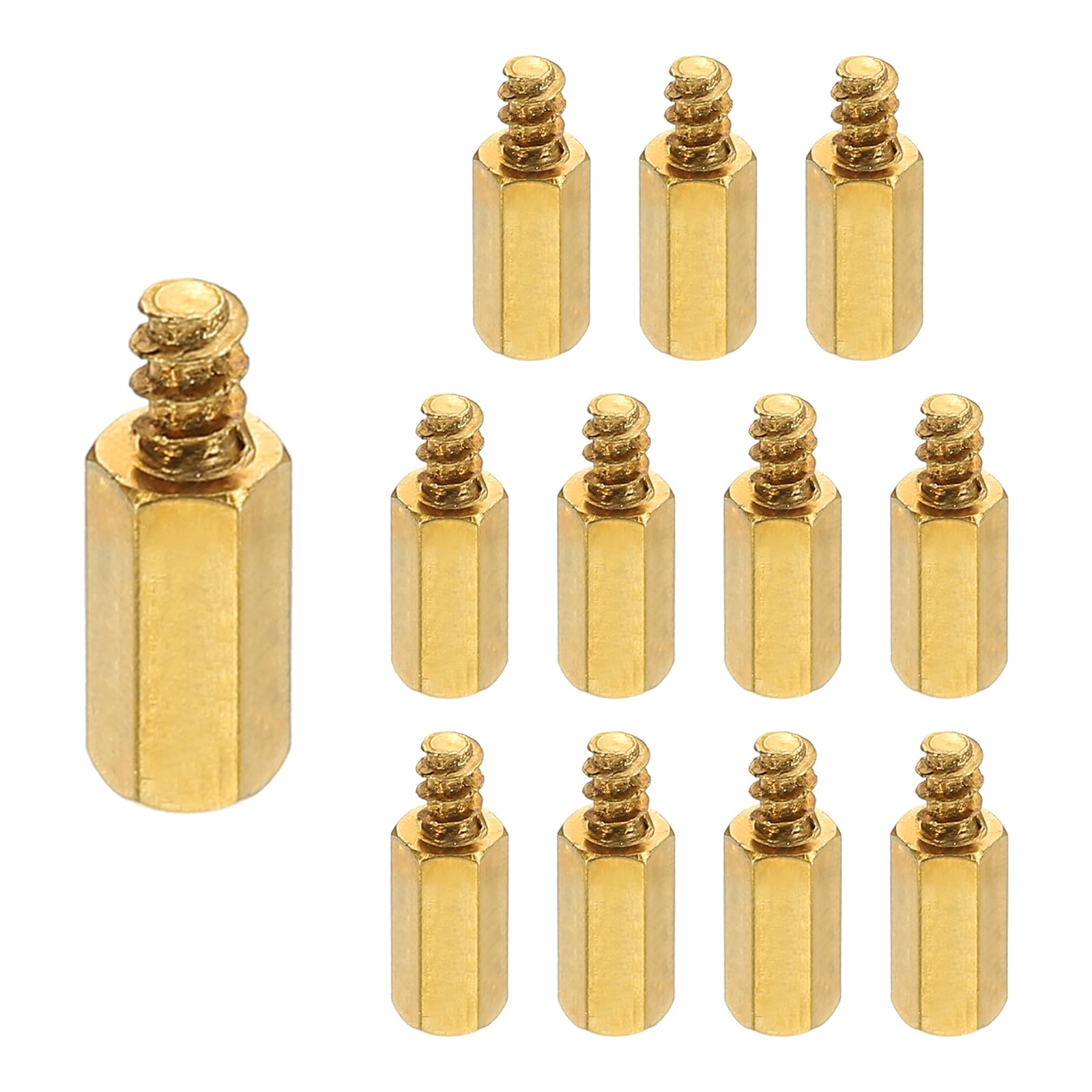 PATIKIL 12pcs M4 Male to Female Self-Tapping Hex Standoffs Spacers Pillars, M4 12+6mm Brass Motherboard Standoffs Copper — image 1