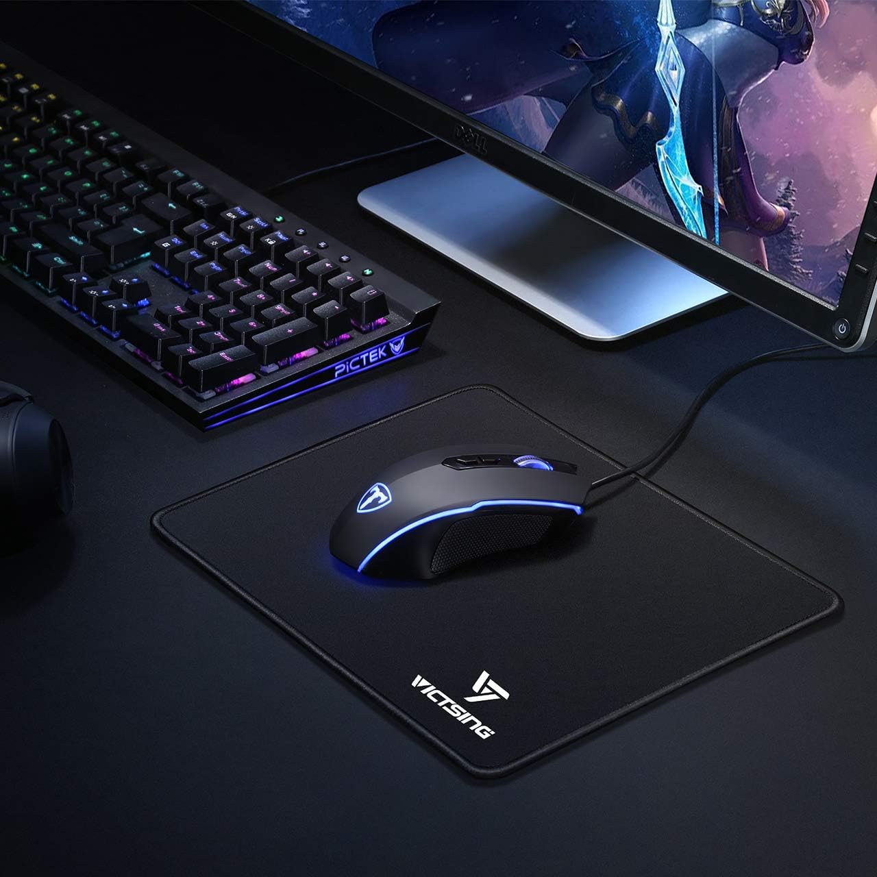 VicTsing Mouse Pad with Stitched Edge, Premium-Textured Mouse Mat, Non-Slip Rubber Base Mousepad for Laptop, Computer & PC, 10.2×8.3×0.08 inches, Black : Office Products