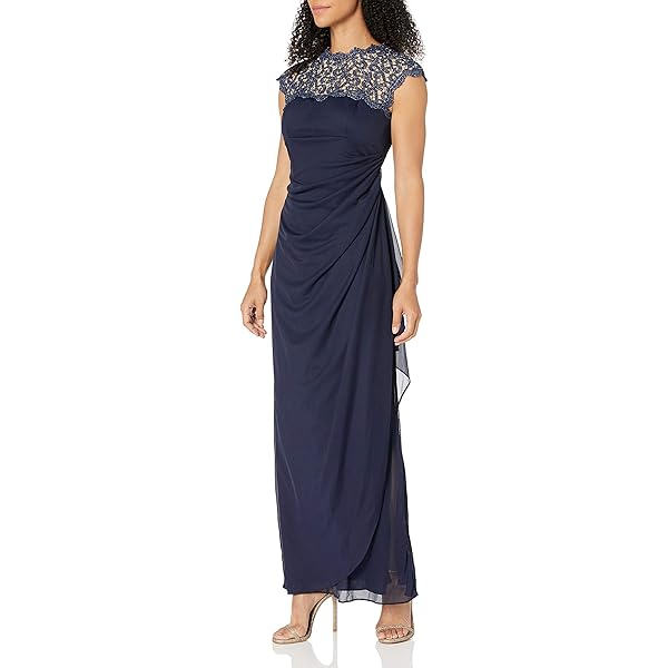 alex evening dresses amazon Alex Evenings Women's Plus Size Long Cold Shoulder Dress with Ruched Skirt, Black, 14W at Amazon Women's Clothing store