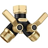 Hose Splitter 2 Way Heavy Duty, Garden Hose Splitter- Full Metal Body Y Type with Dual Shut Off Valves, 3/4" Standard Threads, Leak-Proof Dual Outlet Splitter for Sprinklers and Irrigation Systems