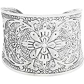 OIDIMS Bohemian Flower Cuff Bracelet for Women Vintage Gypsy Wide Bangle Open Wrap Wrist Jewelry Exaggerated Statement Arm Cuff Boho Punk Jewelry for Best Friend