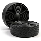 Szynic BD12 Black Bike Handlebar Tape, Anti-Slip PU Road Bike Bar Tape | Textured PU tape with medium cushioning; includes 2 rolls, 2 bar end plugs and finishing tape for compatible drop bars