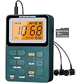 Paeiope Portable Radio AM FM, Rechargeable Pocket Speaker with Best Reception Digital Tuning, MP3, Stereo Earphone, Large LCD Screen, TF Card Socket, Transistor Radio for Jogging/Gym/Camping…