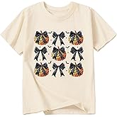 Girls Halloween Shirt Cute Pumpkins Ghost Cotton Short Sleeve Tees 2-12 Years