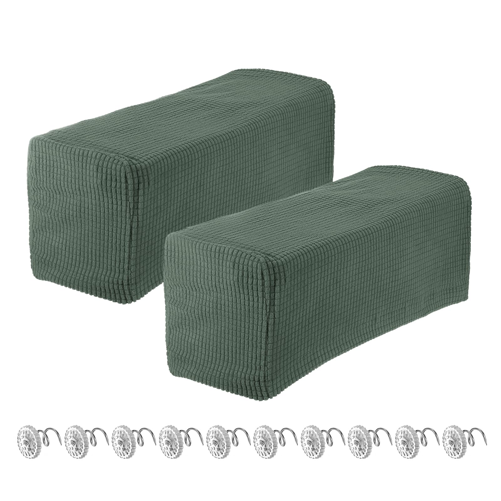 Photo 1 of uxcell 2pcs Stretch Armrest Covers for Chairs/Sofas, Couch Arm Covers with Twist Pin, Furniture Protector Slipcovers Green