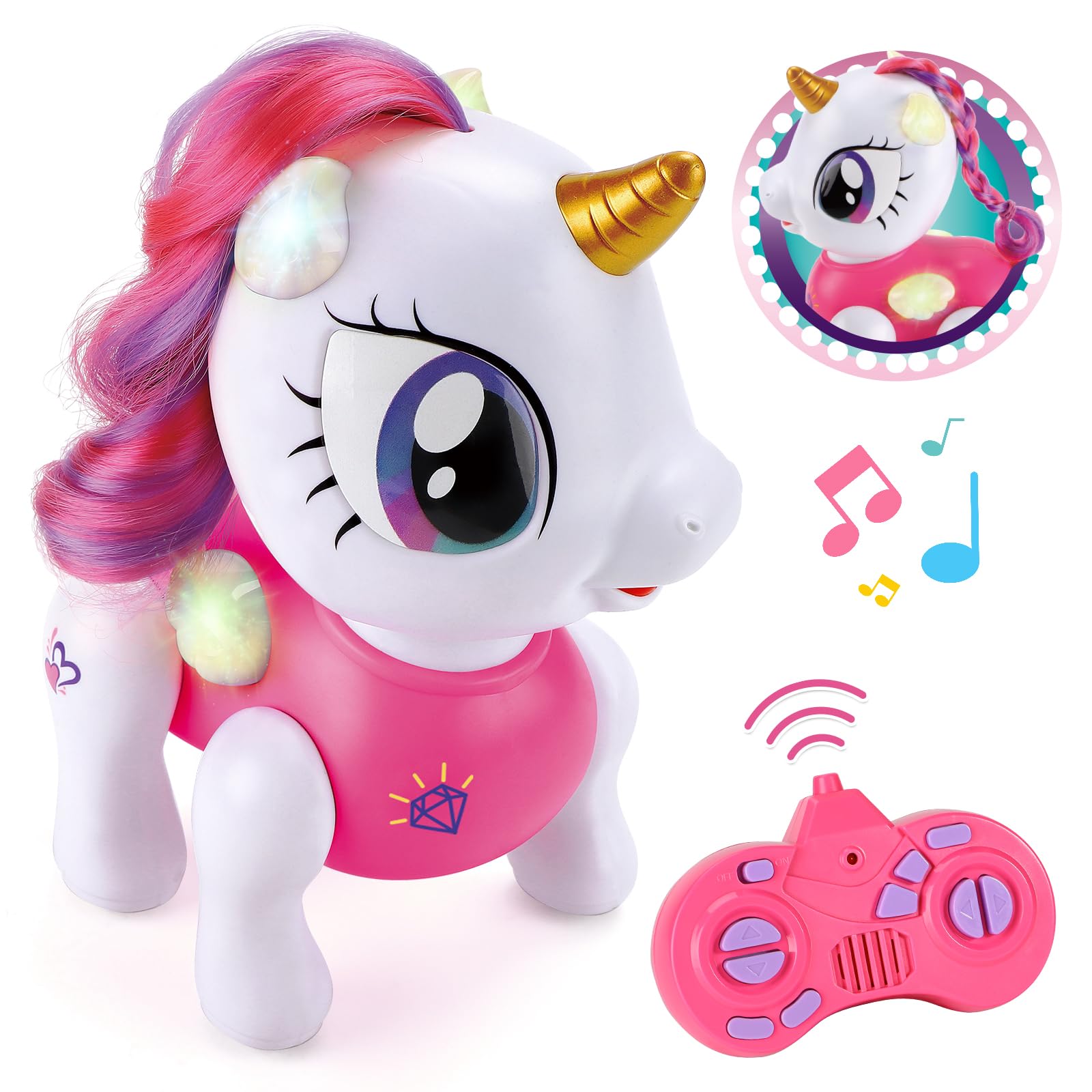 Photo 1 of PETNEY Remote Control Robot Pets Toys for Ages 5-7?Interactive Voice Control?Rechargeable & Recordable?Touch Sensing?STEM Toy Program Treats, Walking, Dancing Robot Toys for Girls (Pink)