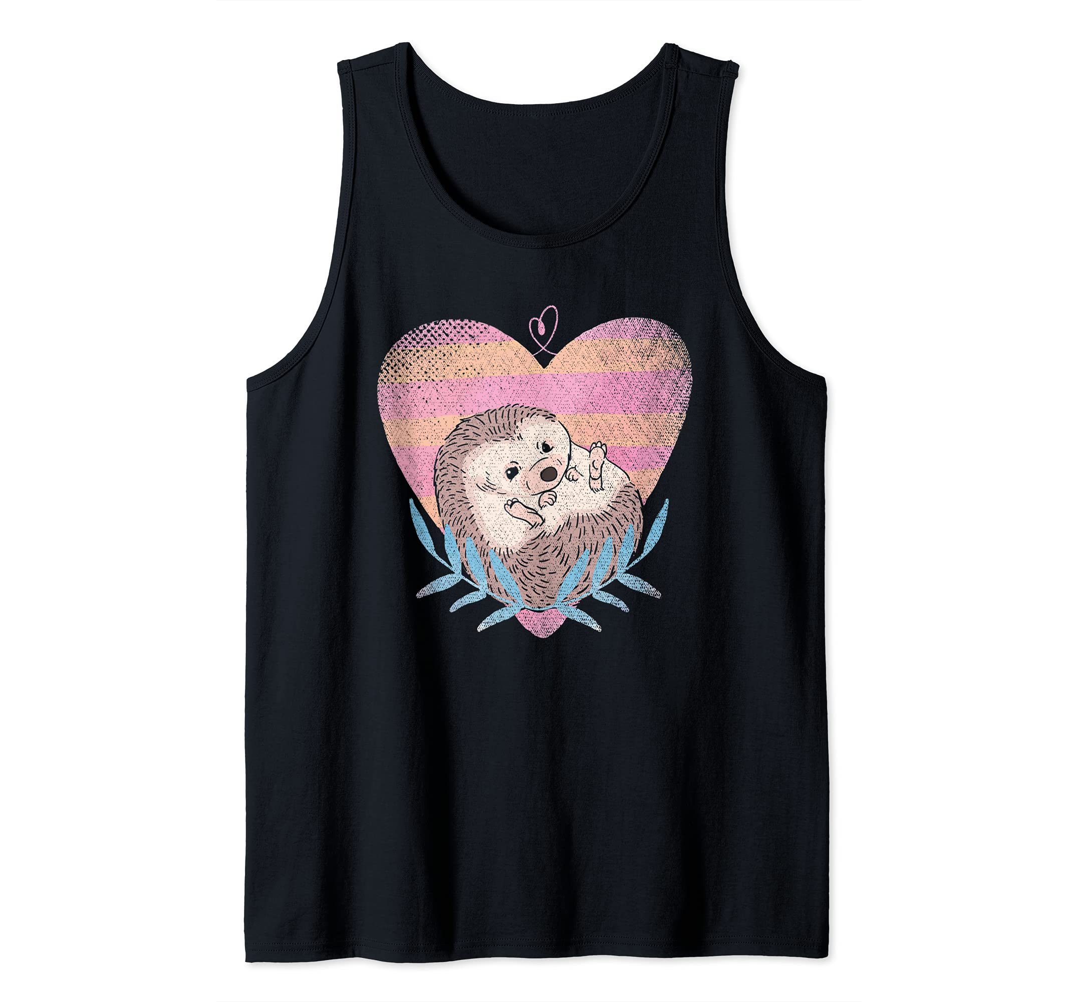 Cute Animal Lover Wildlife Forest Heart Love Hedgehog Tank Top