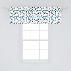 Ambesonne Shark Window Valance, Retro Style