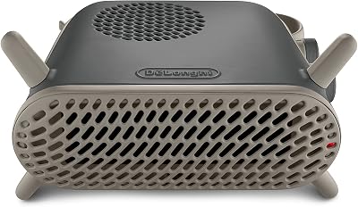 DeLonghi HFS70B24.GY 2400W Fan Heater Grey Quiet Vertical Horizontal 3 Settings