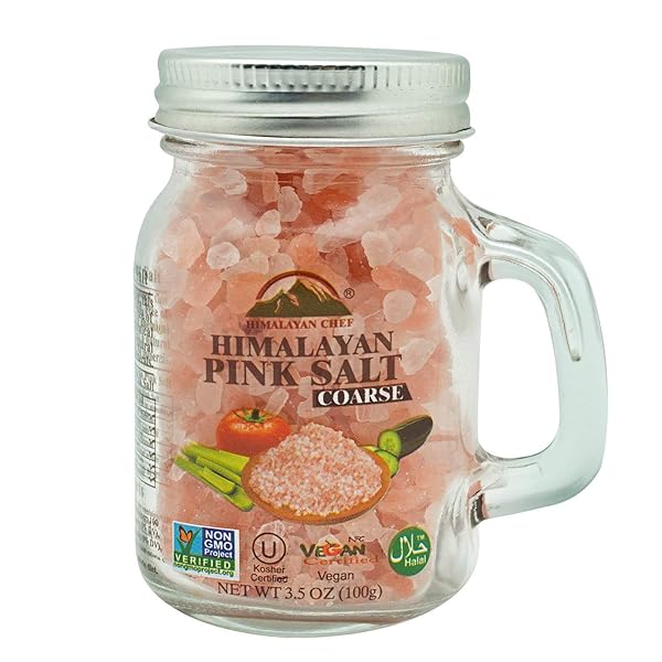HIMALAYAN CHEF HIMALAYAN PINK SALT, COARSE SALT, MASON JAR-3.5 OUNCES