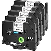 USUPERINK 5 Pack Compatible for Brother Ptouch HSe-211 HSe211 HS-211 HS211 Black on White (0.23''x 4.92ft) Heat Shrink Tube Label Tape use in PT-D400 PT-D450 PT-E300 PT-E500 H300 Label Maker