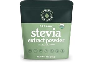 Organic 100% Pure Stevia Powder, 4 oz, Satisfies Sweet Cravings, Lowers Blood Sugar Levels for Diabetics, Bulk Powdered Stevia Extract Sweetener for Better Baking & Beverages, 800+ Servings by NatriSweet