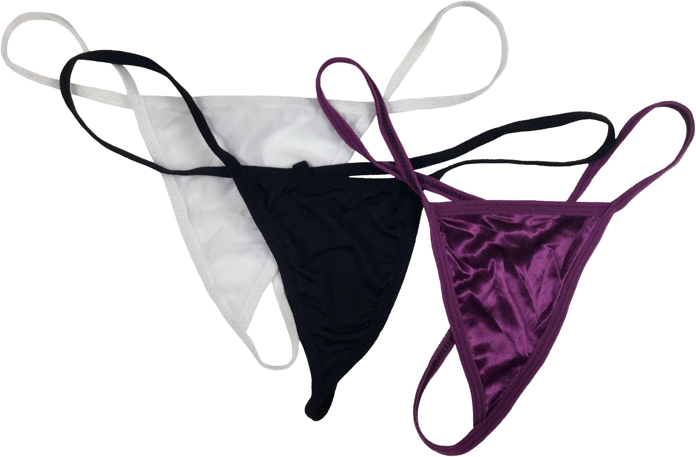 Guibao Women's See-Though Sexy Thong Panty Low-Rise G-String T Pants Pack of 3