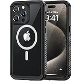 Lanhiem Magnetic for iPhone 15 Pro Max Case, Waterproof Shockproof Dustproof [Built in Screen Protector] [Compatible with MagSafe], 360 Full Body Phone Case for iPhone 15 Pro Max - 6.7” (Black)
