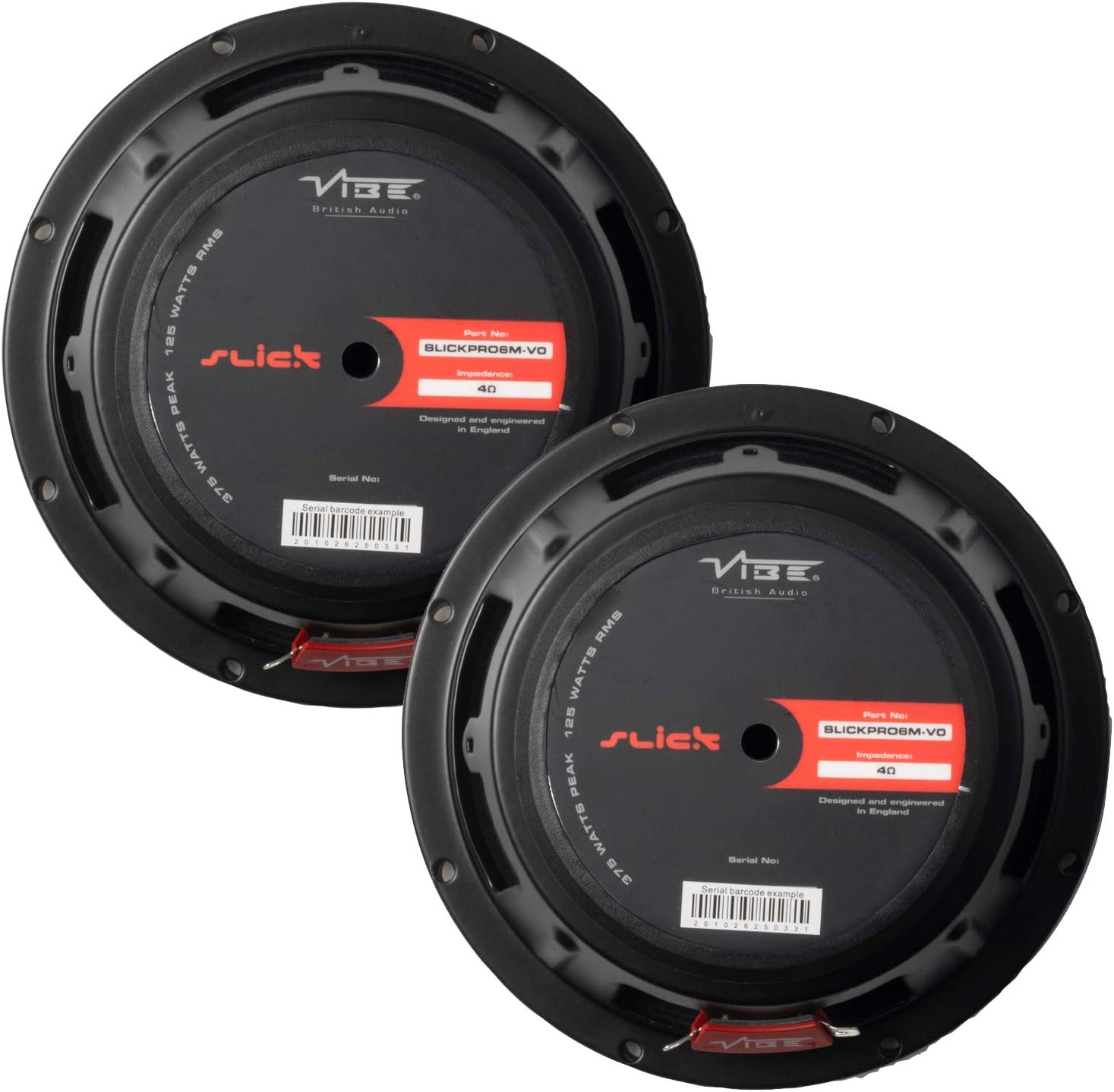 VIBE Audio "VIBE SLICK Pro Audio 6.5" Midrange Speaker - Sold in works without grilles, Black and Red, 6.5 Inches - Image 5