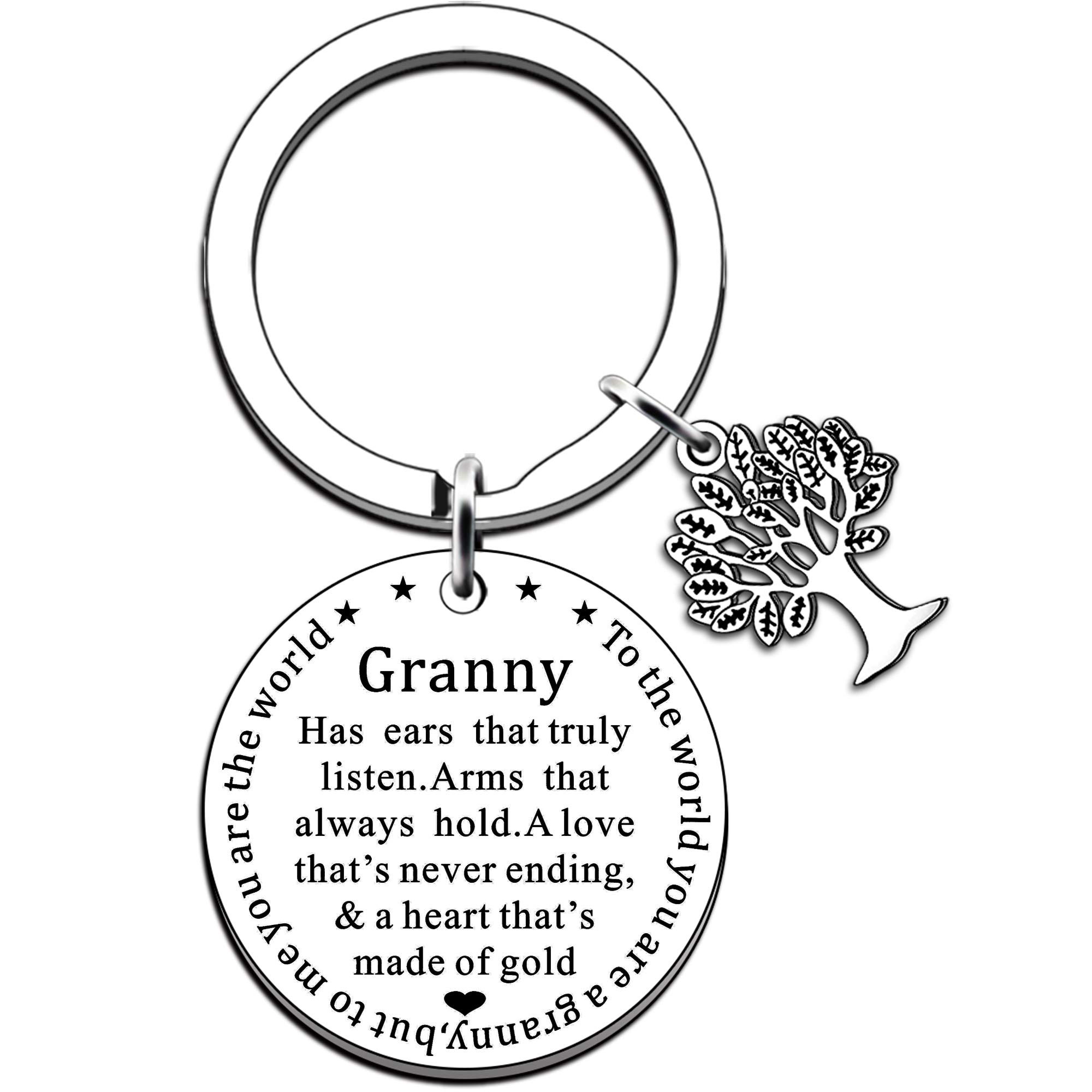 JMIMO Granny Keyring Gifts From Granddaughter Grandson Grandchildren Family Tree Gifts for Granny Grandmother