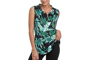Viracy Women's Zip Up Golf Workout Tank Tops Sleeveless Quick Dry Athletic Polo Shirts