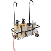 Slizy Hanging Shower Rack, Black | Bathroom Storage, Bathroom Door Organizer, No Drilling Required, Shower Basket