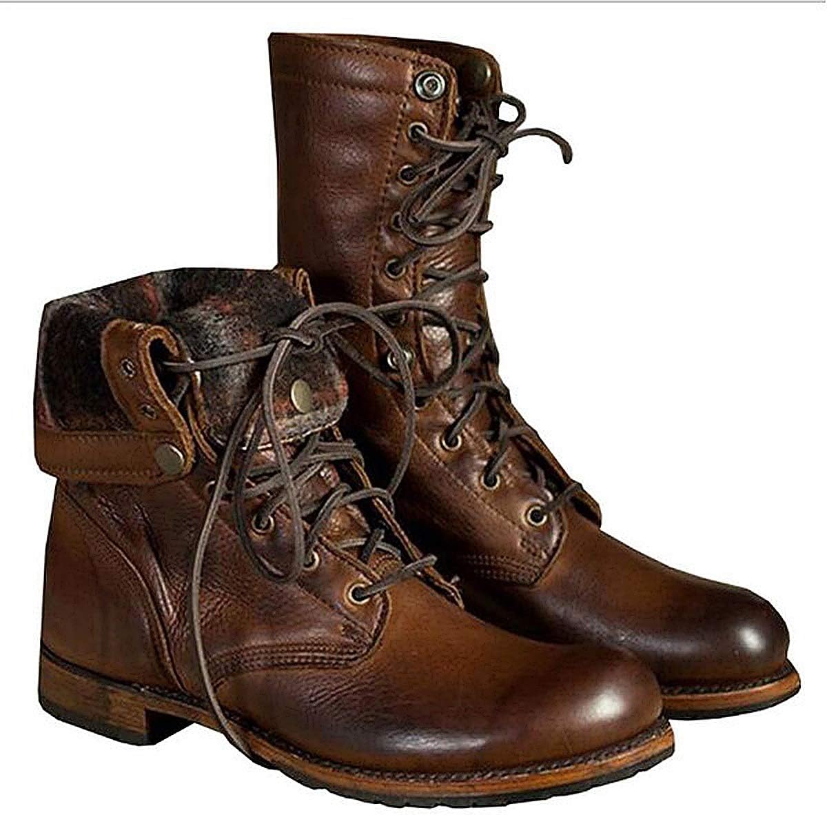men retro leather motorcycle rider boots shoes
