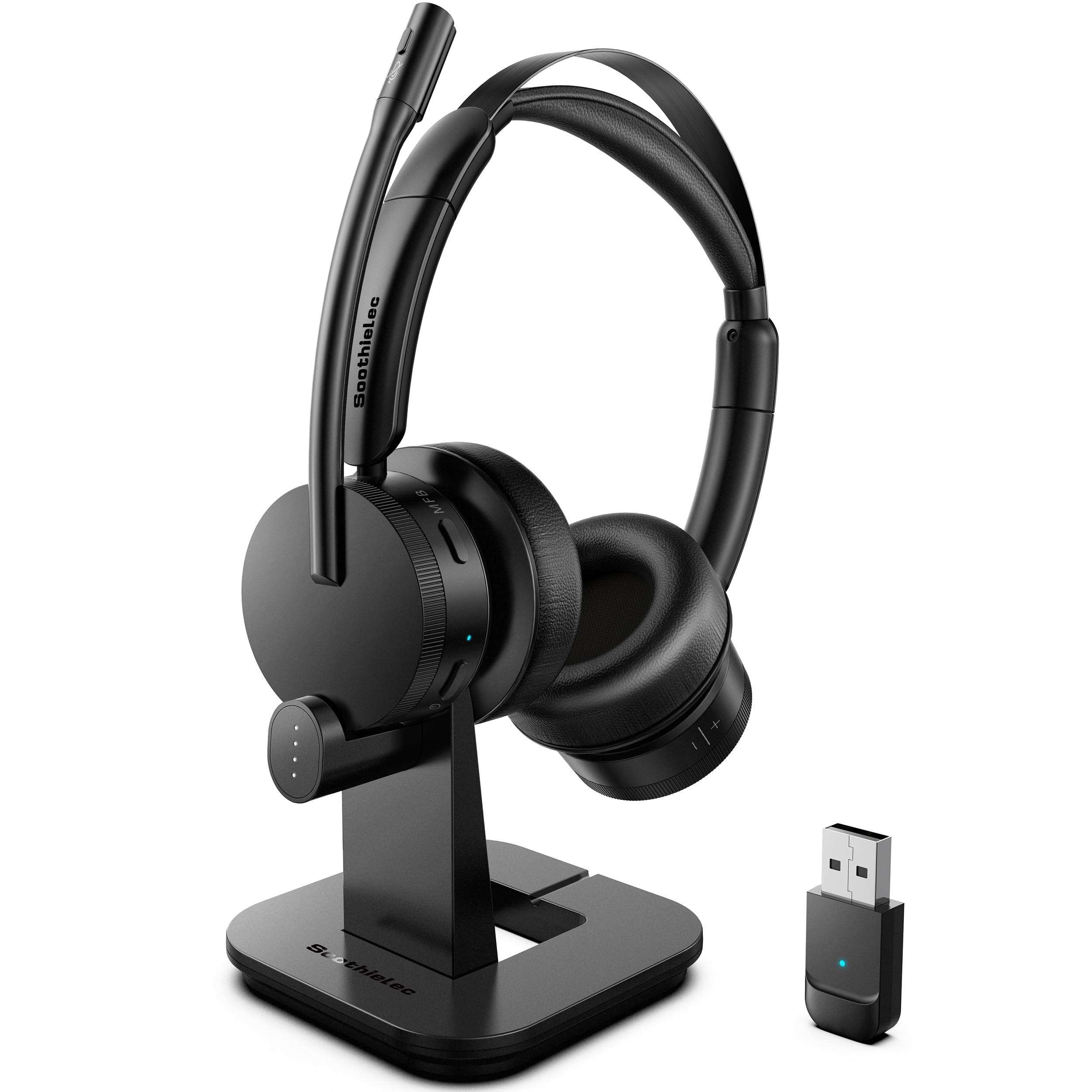 Photo 1 of Wireless Headset with Mic for Work(Upgrade Volume Knob & Charging Indicator), Bluetooth Headset with Microphone for PC, with Noise Cancelling/Mute/USB for Call Center/Office/Home/Computer/Teams/Zoom