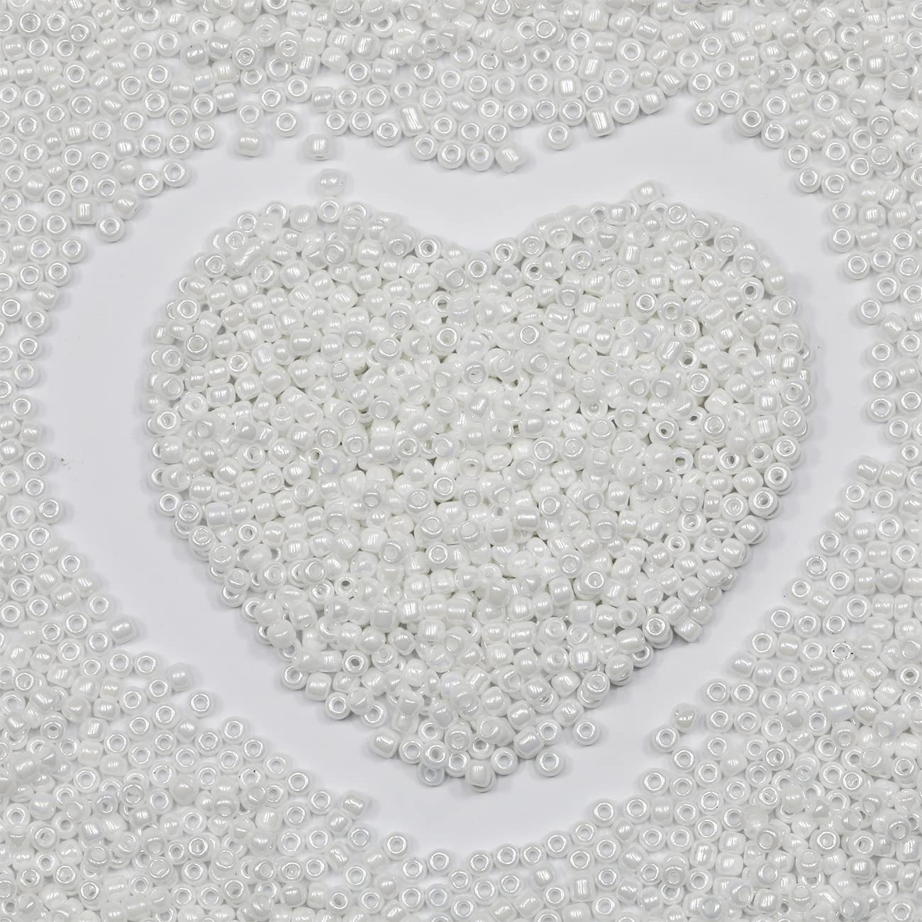 Bulk 3mm White Pearl Seed Beads for Jewelry Making 110 Grams About 4000pcs,8/0 Glass Craft Beads for Making Earrings, Bracelets, Pendants, Waist Jewelry, DIY Handmade Seed Beads (Pearl White)
