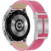 Leather Magnetic Strap Compatible with Galaxy Samsung Watch 7 6 5 4 FE 40mm 44mm, Watch 6/4 Classic 42mm 46mm, 5 Pro 45mm, Slim 20mm Top Grain Leather Band for Women