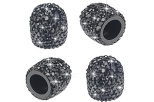 Sikawai Bling Valve Stem Caps Black Sparkling Handmade Crystal Rhinestone Universal Car Tire Valve Caps Chrome,Attractive Dustproof Bling Car/Bike/Motorcycle Accessories - Black