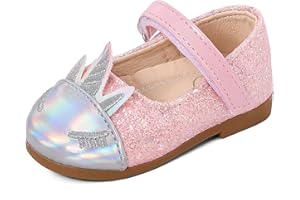 Baby Girls Sequin Mary Jane Flats Anti Slip Princess Dress Shoes for Infants & Toddlers (6-24 Months)