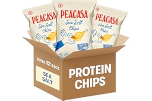 Peacasa High Protein Chickpea Chips - Plant Protein, Fibre, Gluten-Free, Low Carb - Made in Canada with Olive Oil - 30g, 12 p