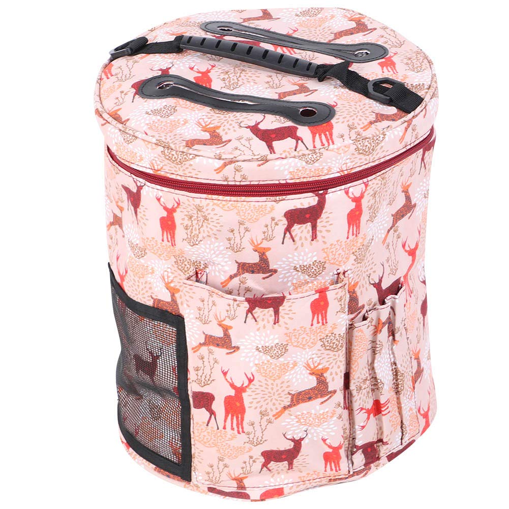 Large Portable Knitting Tote Bag with Multiple Compartments - Yarn Organiser Holder for Wool, Needles, Crochet Hooks and Knitting Supplies (Barrel Style)