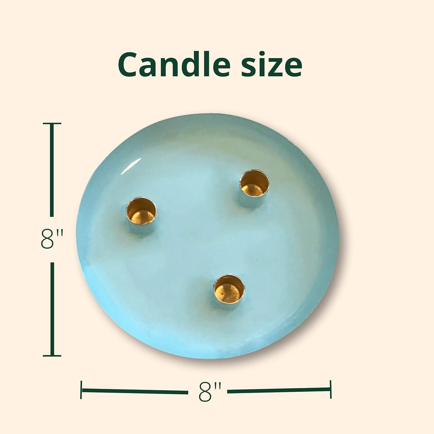 Allegorie Candle Holders for Dining Table Centrepieces | 3 Candle, Turquoise and Gold Candleholder | Create Boho Scandinavian Decor with a Candle Plate, Stand and Tray | Metal Candlestick Holder: Home & Kitchen