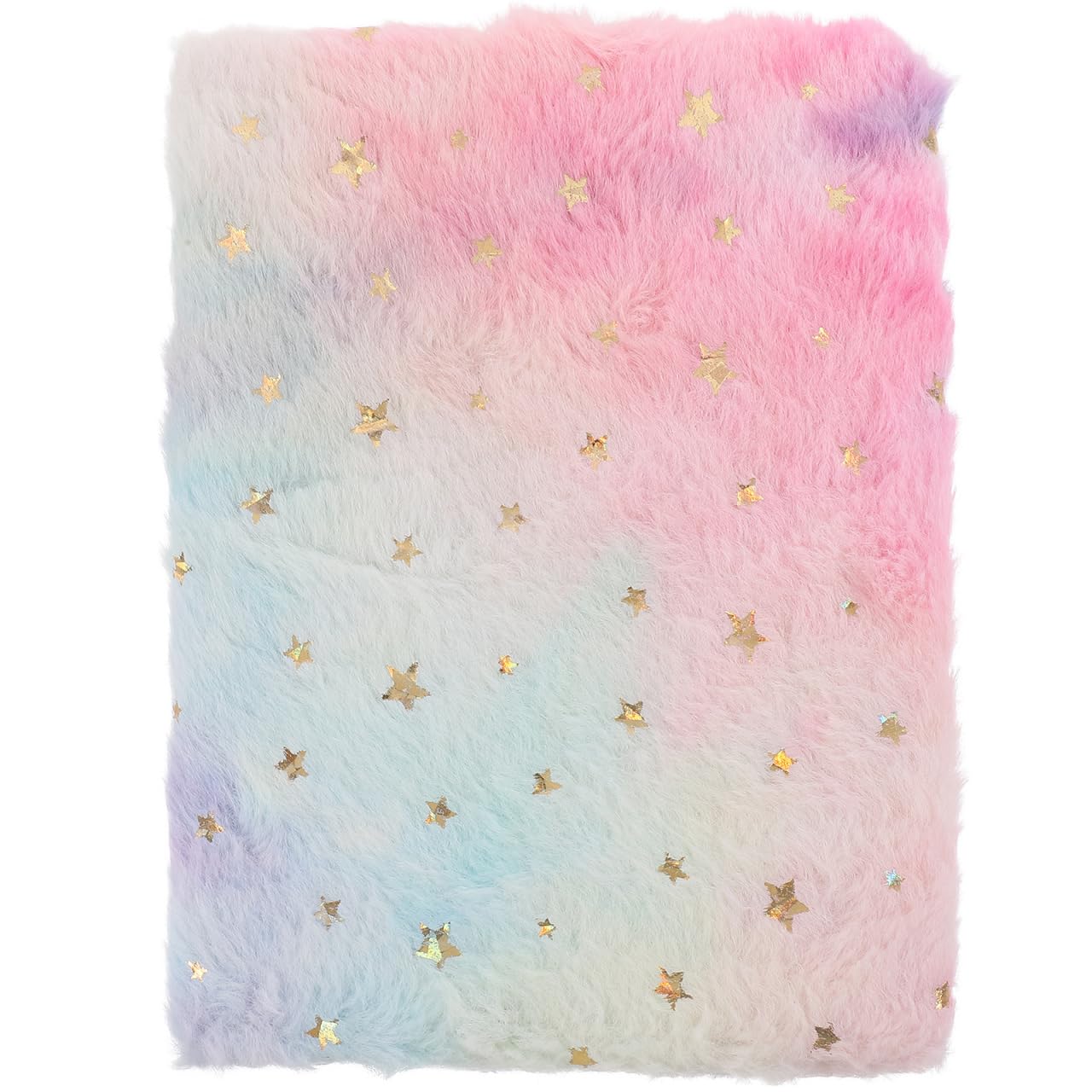 Abaodam A5 Fluffy Notebook for Girls Kids, Cute Plush Journal with Lined Paper, Fuzzy Star Gradient Diary for School Writing, Soft Kawaii Notepad Stationery Presents for Women Student