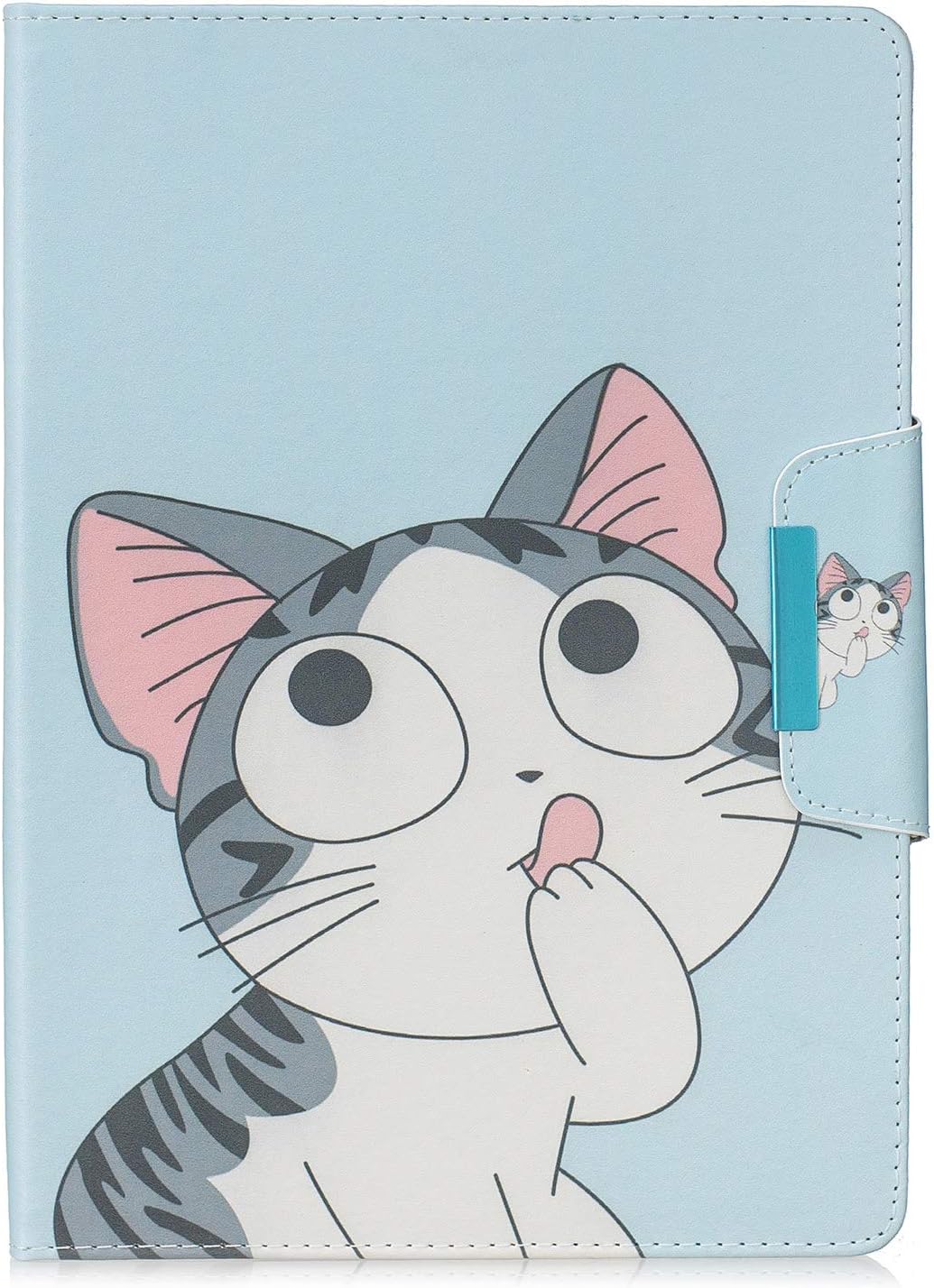 Yobby Compatible with iPad Pro 11 inch Tablet Case,Slim Fit Folio Flip Stand Light BLue PU Leather Wallet Case with Magnetic Clasp Cover-Cat