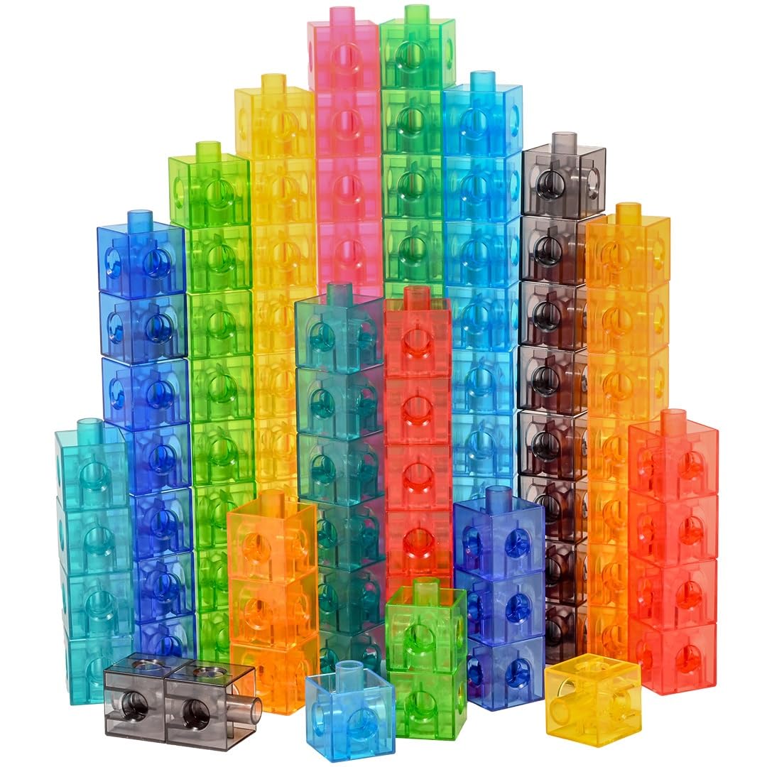 edxeducation Translucent Linking Cubes - Construction Toy for Early Math - Set of 100 - 0.8 Inch - Light Table Toy - Elementary + Preschool Learning