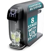 NU Aqua 8-Stage Countertop Reverse Osmosis Water Filter System with UV | Touch Display with Water Quality Indicator, Multi Cup Sizes, RO Sediment + Carbon, &amp; RO Membrane Filters, 1.3 Gallon Tank
