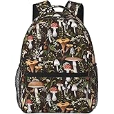 UEQIKI Vintage Mushroom Lightweight Travel Backpack With Zipped Front Pocket Printed Laptop Bag Fashion Casual Daypack For Work, Hiking, Camping Unisex