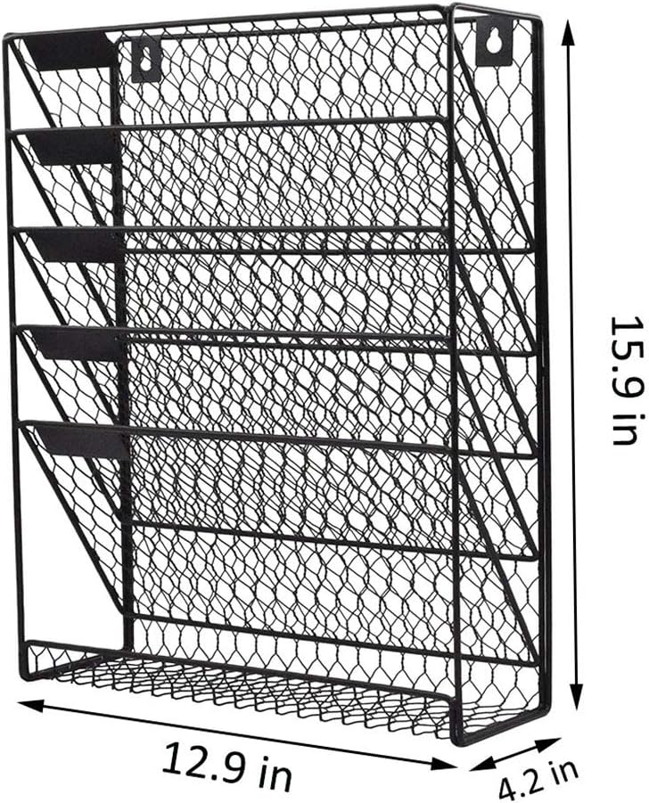 EASEPRES Wall File Holder Metal Chicken Wire Wall Mount Document Organizer, 6 Tier, Black : Office Products