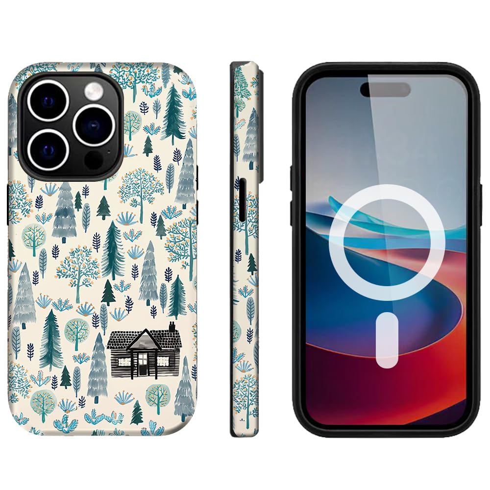 TMSHUNFSS Case for iPhone 16,[Compatible with Magsafe] Forest Floral Flower Phone Case for Girl Women Boy Men,Scratch-Resistant Shockproof Case for iPhone 16