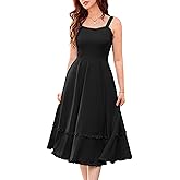 Belle Poque Women Summer Dresses 2026 Square Neck Spaghetti Strap Midi Dress Beach Vacation Sundress