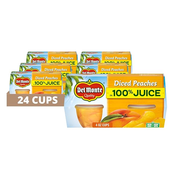 DEL MONTE DICED PEACHES FRUIT CUP SNACKS IN...