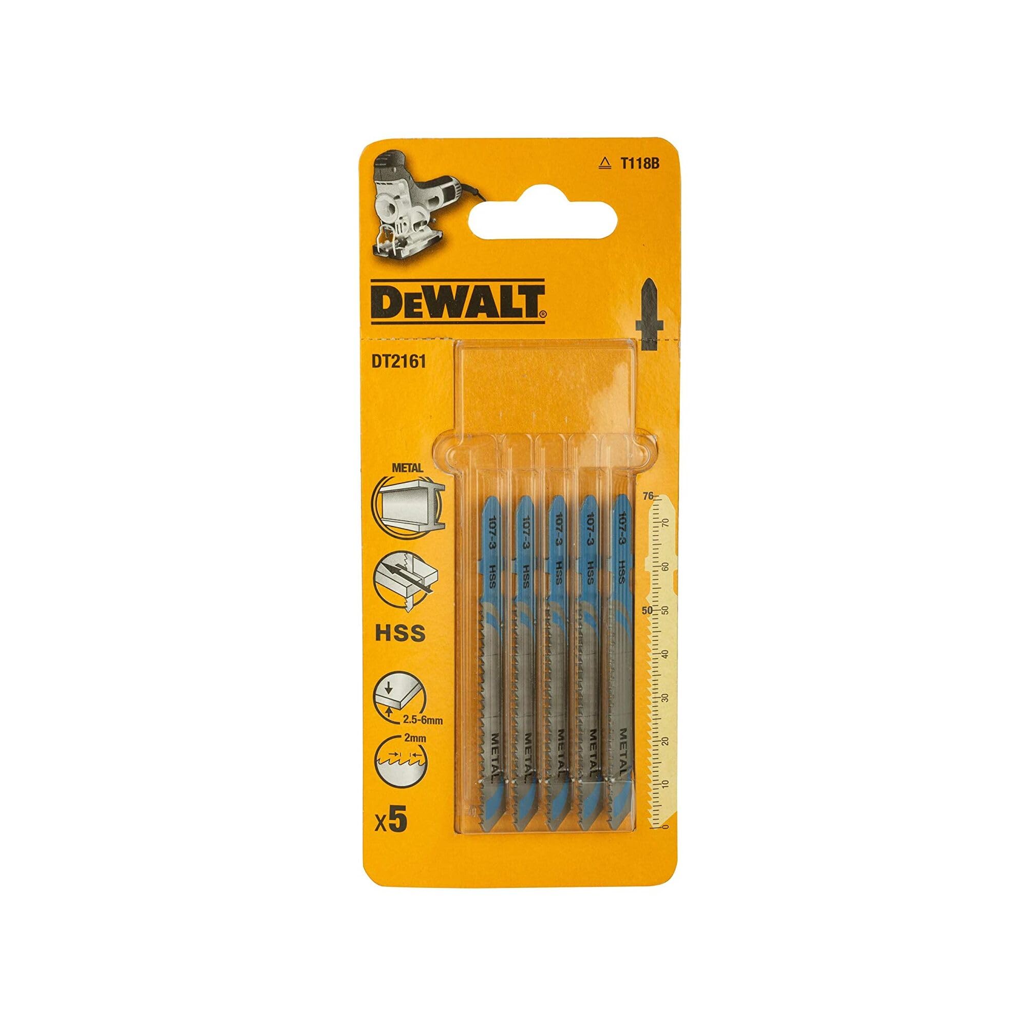 DeWALT , DT2161QZ Jigsaw Blades for Metal T-Shank HSS T118B (Pack of 5)