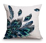 TSSOHU Peacock Feather Watercolor Throw Pillow Case
