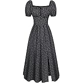 Scarlet Darkness Women's Floral Corset Dress with Split 2026 Summer Spring Square Neck Midi Milkmaid Dresses