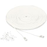 Amazon Basics Cat 6 Gigabit Ethernet Patch Internet Cable, Flat - 100FT, 1Pack, White - Include 25 Nails