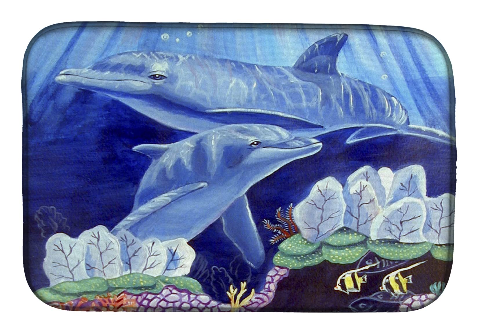 Caroline's Treasures 7080DDM Dolphin Under The Sea Dish Drying Mat, 14" x 21", Multicolor