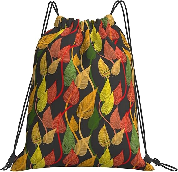 Drawstring Backpack Colorful Leaves Autumn Creative Pattern String