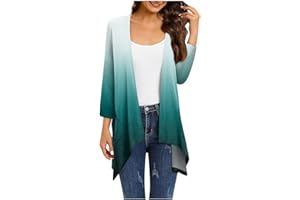 LPIGOH Dressy Shrug - Women Cardigan 3/4 Sleeves Open Front Lightweight Cardigan Draped Ruffles Cardigan